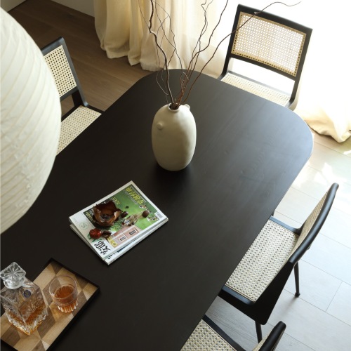 Black rattan dining table top